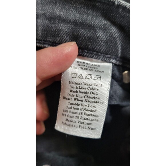Everlane The Cheeky Jean 28 Tall Black Wash High Rise Slim Straight - Picture 8 of 8